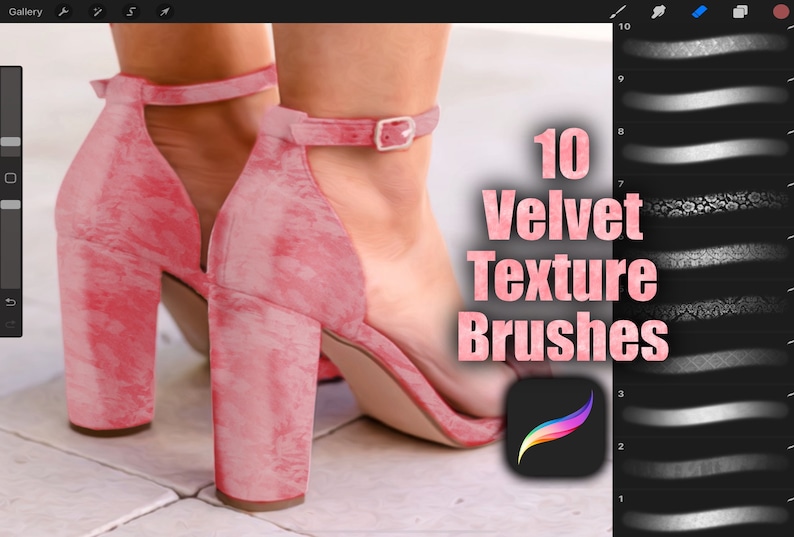 Procreate Velvet Fabric Brush set, Procreate Brushes, Velvet Brush, Textile Brush, Fashion Brush, Procreate brush set, Brushes for Procreate image 1