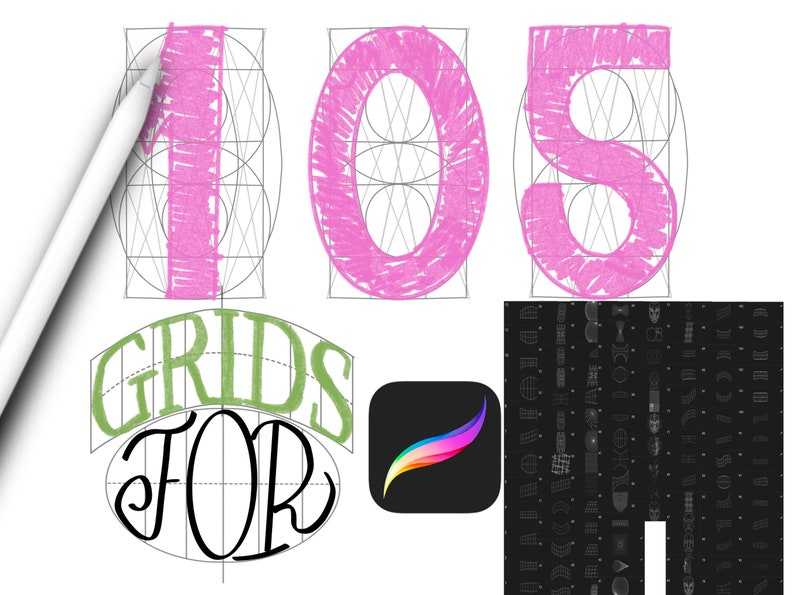 Grid Procreate Stamps, Reference Stamps, Procreate Stamps,Procre Grid Procreate Stamps, Reference Stamps, Procreate Stamps,Procre