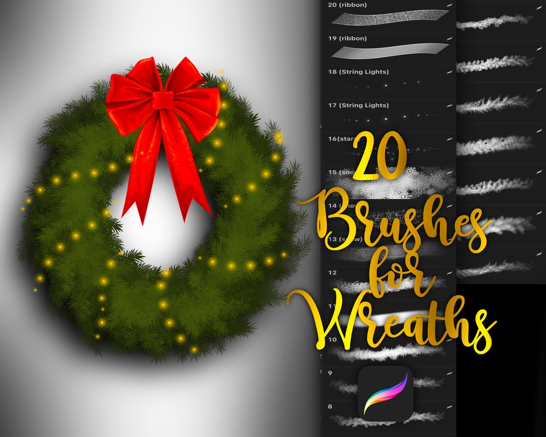 Procreate Wreath Brush Set, Procreate Brushes Procreate, Christmas ...