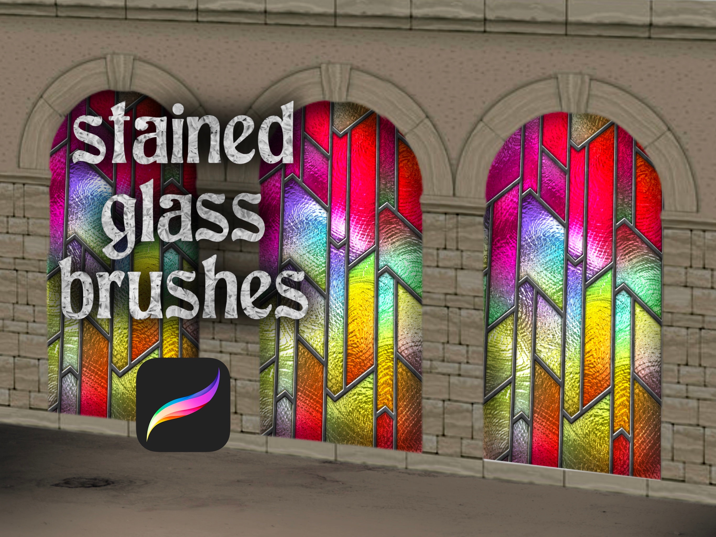 9 Stained Glass Brush Set Stain Glass Brushes Procreate Etsy