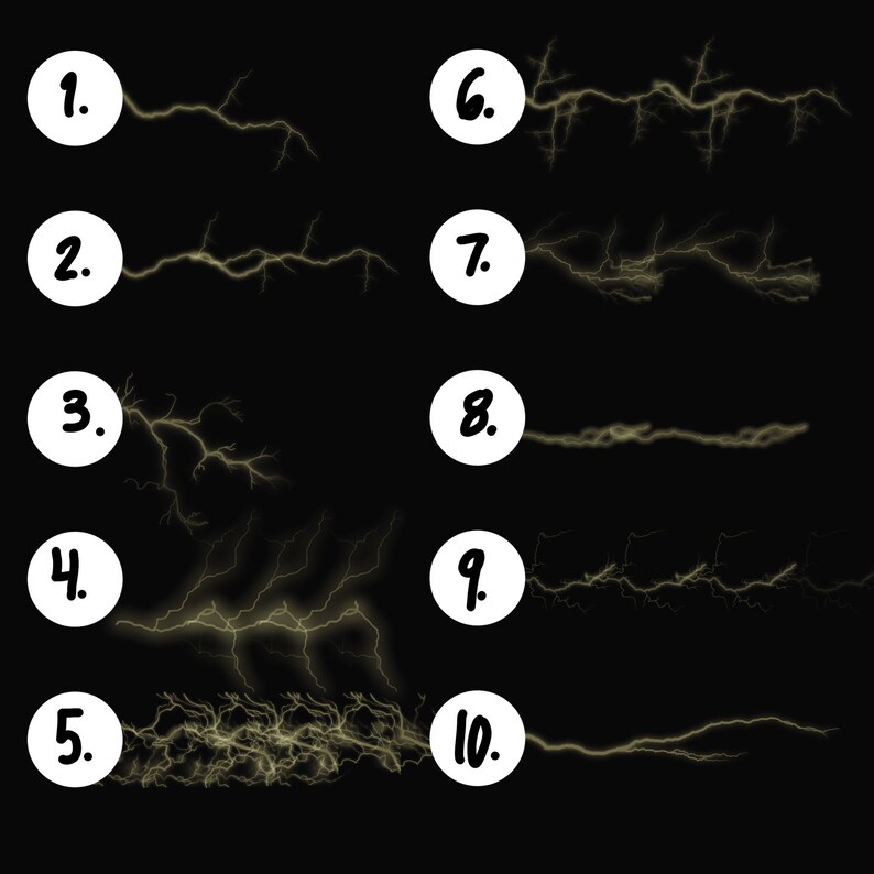 Lightning Brush Set Art Tool Element Brushes Procreate Etsy