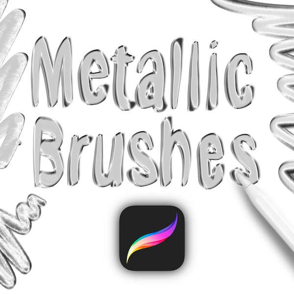 10 Metallic Brushes set, Brush Set, Procreate Brushes, Shiny Brushes, Procreate Brushes, Brush, brush set, Brushes for Procreate