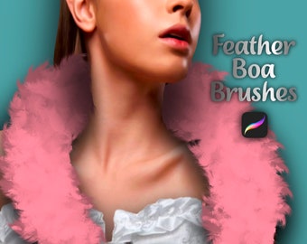 Procreate Feather Boa Brush set, Procreate Brushes, Textile Brush, Fashion Brush, Procreate brush set, Brushes for Procreate, Feather Brush