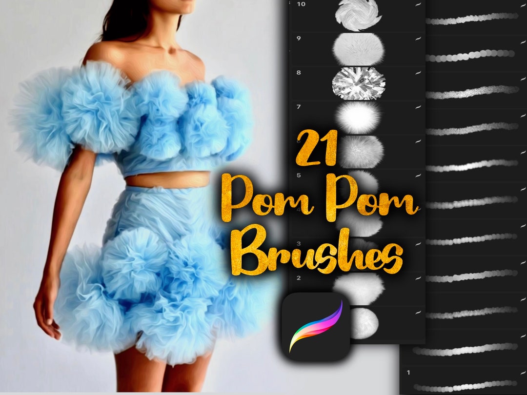 Pom Pom Brush Set, Procreate Brushes, Textile Brush, Fashion Brush