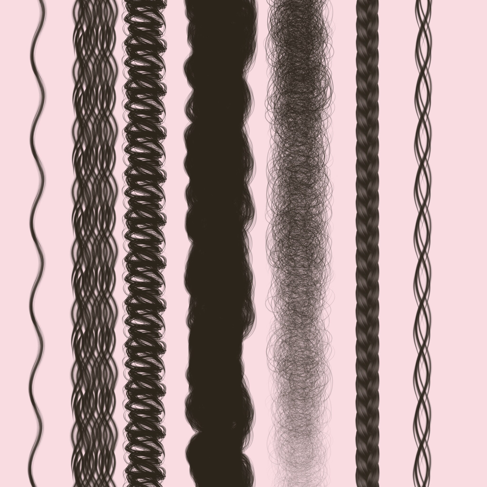 Curly and Wavy Hair Brush Set Procreate Hair Brushes Etsy