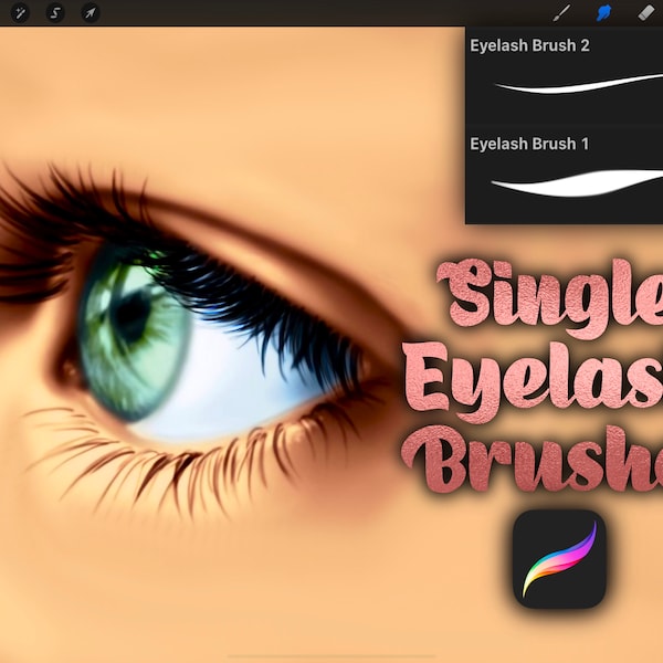 Single Eyelash Brushes, Portrait Brush, Eyelashes Procreate, Procreate Brushes, Procreate brush set, Procreate Lashes, Art Tool, Lash Brush