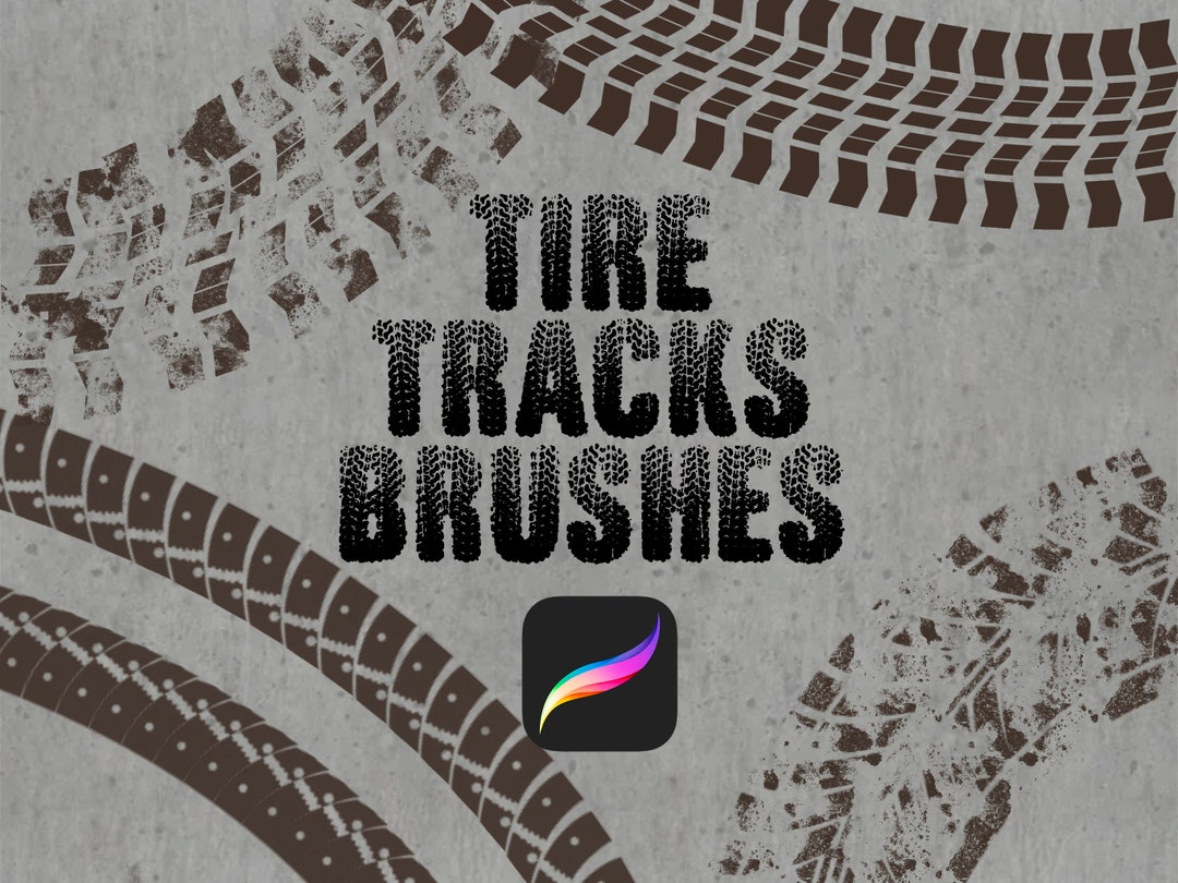 10 Procreate Tire Track Brush Set, Procreate Brushes, Procreate Brushes
