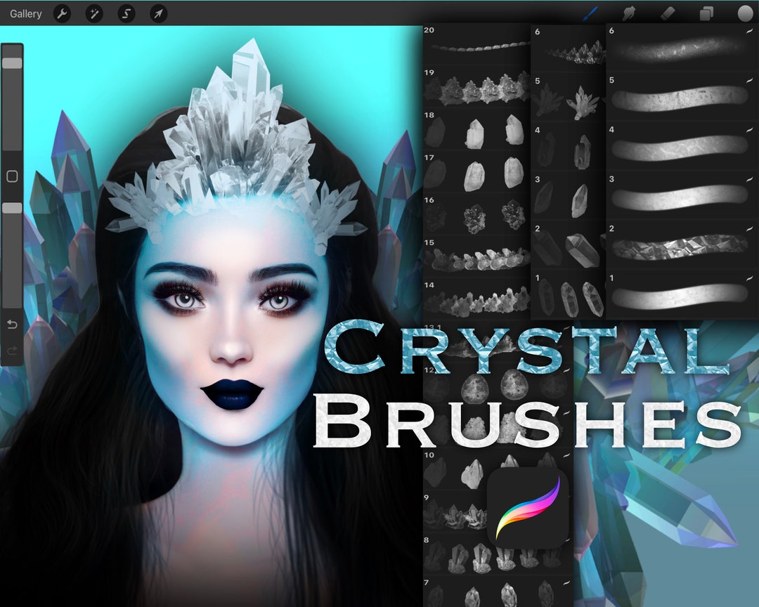 26 Crystal Brush Set, Procreate Texture Brushes, Procreate Stamps