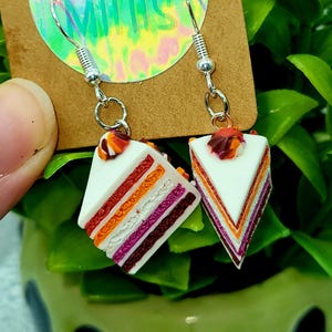 Lesbian Pride Cake Earrings: Handmade Polymer Clay LGBTQIA+ Jewelry