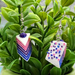 Bisexual Pride Cake Earrings – Handmade LGBTQIA+ Pride Jewelry, Queer and Bi Accessories
