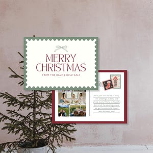 Vintage Weihnachtskarte |  Postkarte Stil Foto Weihnachtskarte Vorlage | Anpassbare Familie Weihnachtskarte | Canva PRO Template