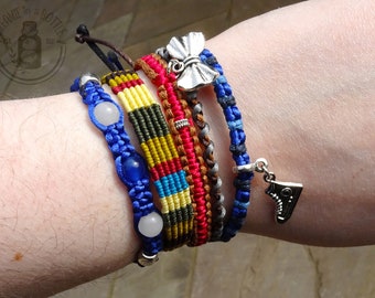The Doctor, handmade macramé woven friendship bracelet set, unique geeky jewellery