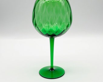 Wunderschöne MCM Italienische Empoli Stemged Grün Kunst Glas Diamant Optik 8,5 "Glas