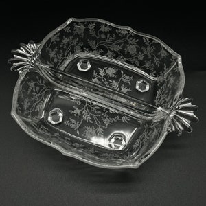 Vintage Fostoria Floral Etched Elegant Glass Chintz Divided Relish Dish