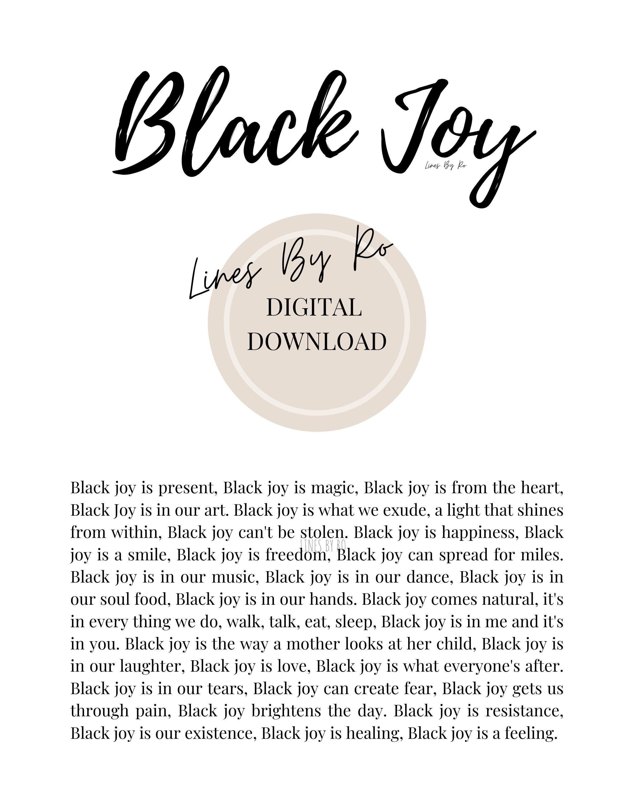 Black Joy Black Joy Poem Poetry Inspirational Minimalist Etsy