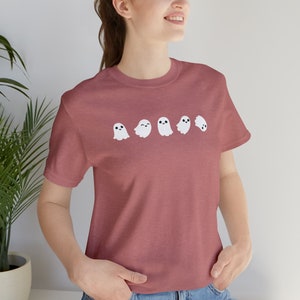 Cute Ghosts Halloween T-Shirt, Kawaii Halloween Shirt, Women's Fall Autumn Spooky T-Shirt