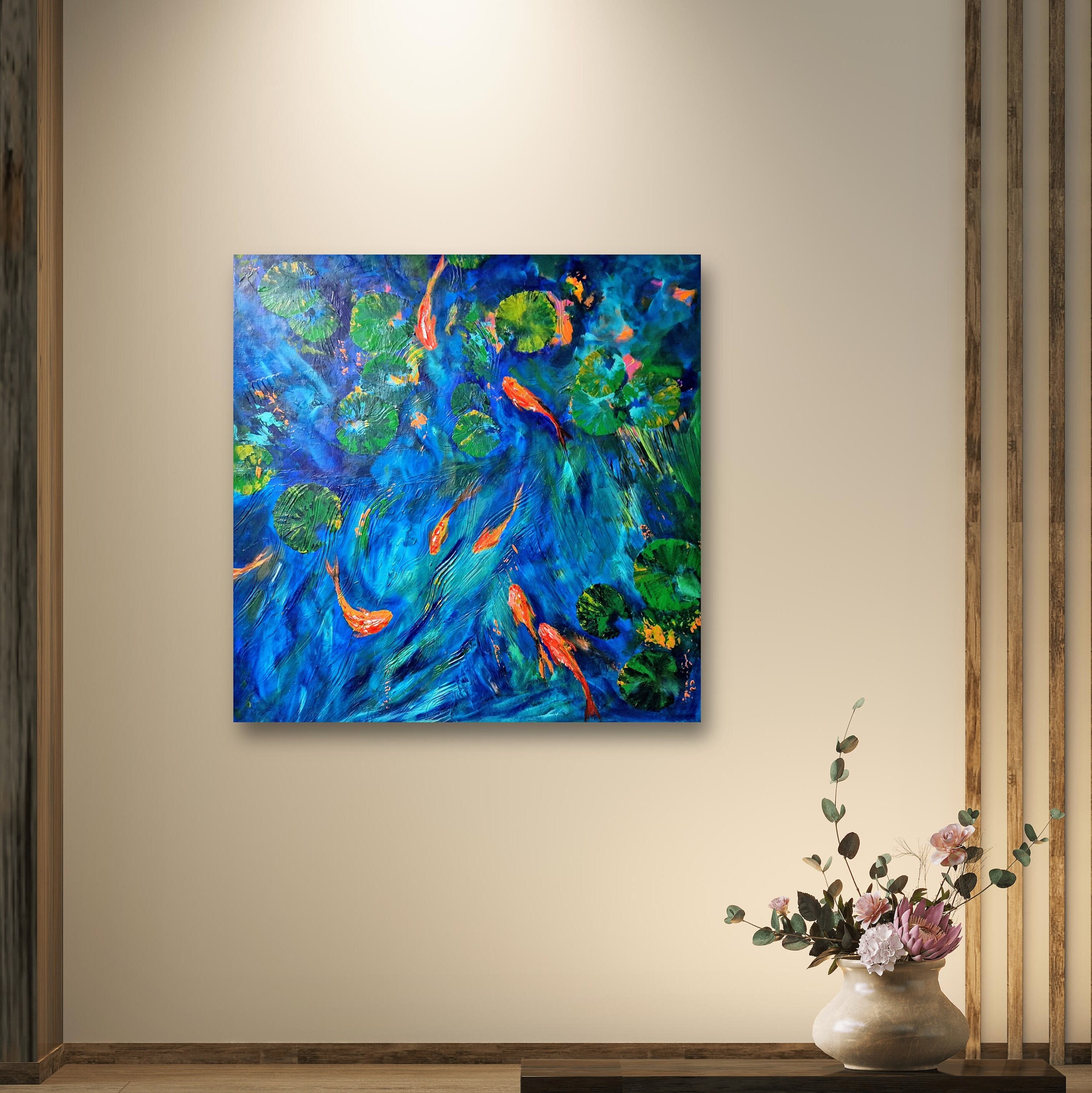 Koi Fish Vase, Wall Decor, Minimalist Decor, Fish Tank Decoration, Old