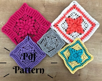 Crochet Granny Square Pattern, Easy Crochet Pattern, Crochet Lace, Doily Pattern, Afghan Block
