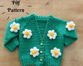 Crochet Baby Cardigan Pattern, 3-6 Months Baby Cardigan, Sweater for Girl Baby, Easy Crochet Pattern, Winter Crochet