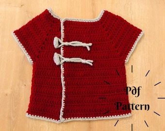 Crochet Baby Kimono Pattern, 3-6 Months Baby Vest, Easy Crochet Sweater Pattern, Baby Wrap Pattern, Pullover for Baby