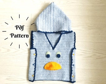 Crochet Hooded Vest Pattern, 3-4 Years Old Unisex Hoodie (PDF Pattern)