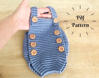 Easy Crochet Baby Romper Pattern, 0-12 Months (PDF Pattern)