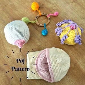 Crochet Breastfeeding Demonstration Kit Pattern, Breast and Breast Anatomical Model, Newborn Stomach Sizes, Baby Mouth Model