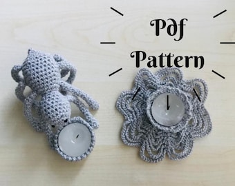 Crochet Candle Holder Pattern, Halloween Handmade Pattern, 2 in One Tealight Holders, Homemade Candle Holder, Spider Web Doily,