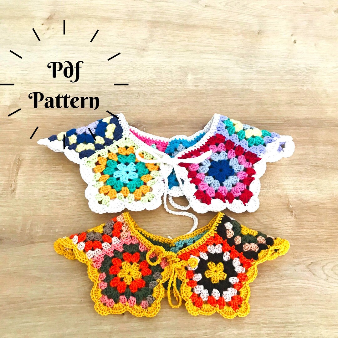 Crochet Granny Square Collar Pattern, Vintage Style (PDF Pattern) - Etsy