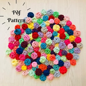 かぎ針編みのバラのパターン、簡単なかぎ針編みの花、DIYの花飾り、アップリケのパターン、初心者向けのかぎ針編み、手作りの壁飾り