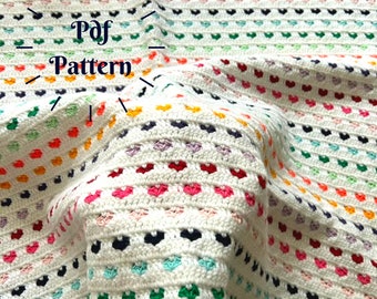 Crochet Mini Heart Baby Blanket Pattern (PDF Download)