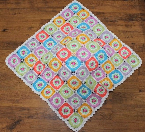Crochet Granny Square Pattern Cath Kidston Flower Baby Blanket Pattern Crochet Flower Pattern Motif for Blankets Throw Etsy Canada