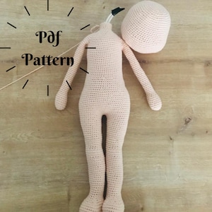 Amigurumi Doll Body Pattern, Crochet Doll Base, Large Crochet Doll, Stuffed Toys, 21 inches/54 cm Doll, Crochet Toy Pattern