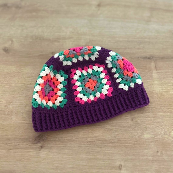 [ LMC]★25SS★韓国人気★CROCHET SQUARE BEANIE Crochet Granny Square Beanie Pattern, Easy Crochet Hat, Boho