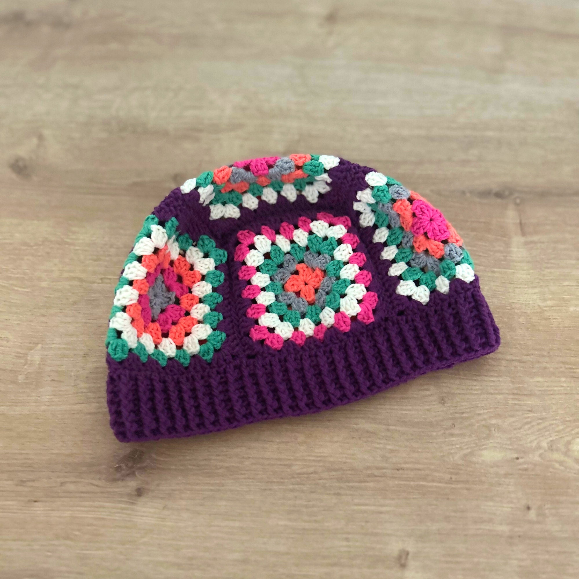 [ LMC]★25SS★韓国人気★CROCHET SQUARE BEANIE Crochet Hat PATTERN - Granny's Square Dance Slouchy