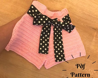 Crochet High-Waisted Shorts Pattern, Girls 3-4 Years (PDF Pattern)