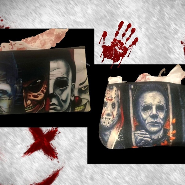 Horror Canvas Zipper Pouch Double-Side, Make-up, Pen/Pencil, Stash Bag