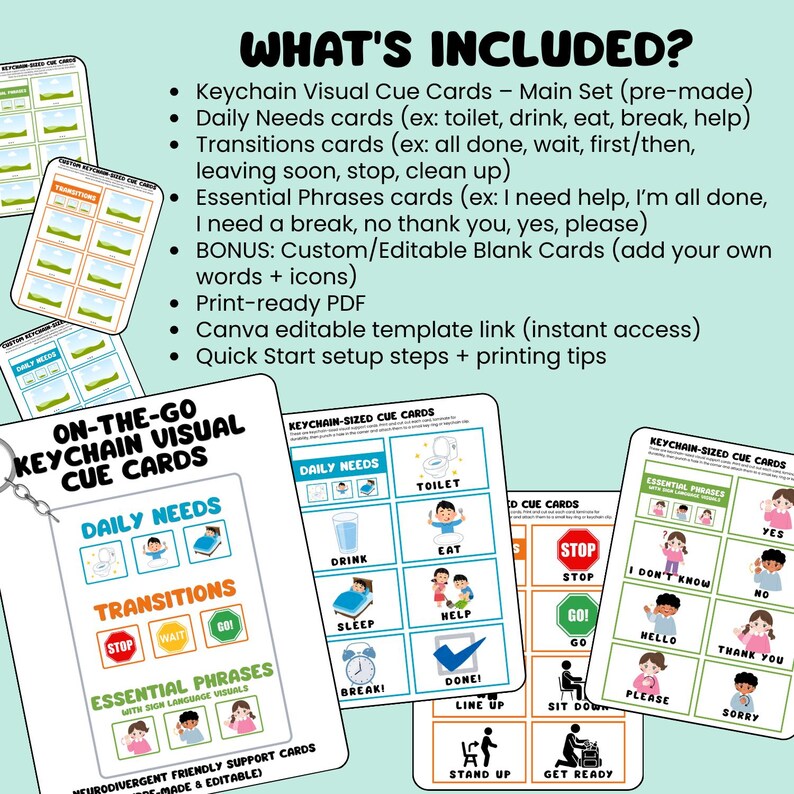 On-the-go Keychain Visual Cue Cards | Easy Communication Tools ...