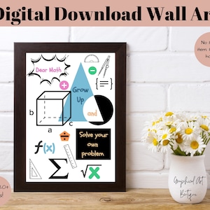Funny Math Wall Art to Decorate Your Bedroom, Mathematical Quote, Math Decor for Room, Math Gift for Students, Kids, Mathematics wall art