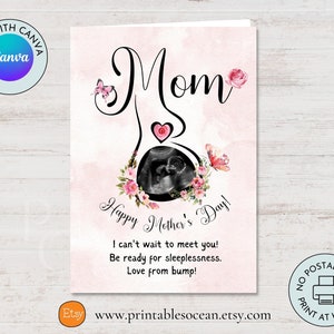 Personalized Mother’s Day Card From Bump Baby Printable For Mummy To Be, Custom Pregnancy Baby Scan Photo With Editable Message Card