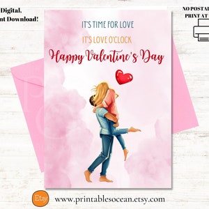 Happy Valentines Day Karte zum Ausdrucken, Liebe Karte für Ihn Ihr, Lustige Valentinskarte für Frau Ehemann Verlobte Verlobte Freundin Freund