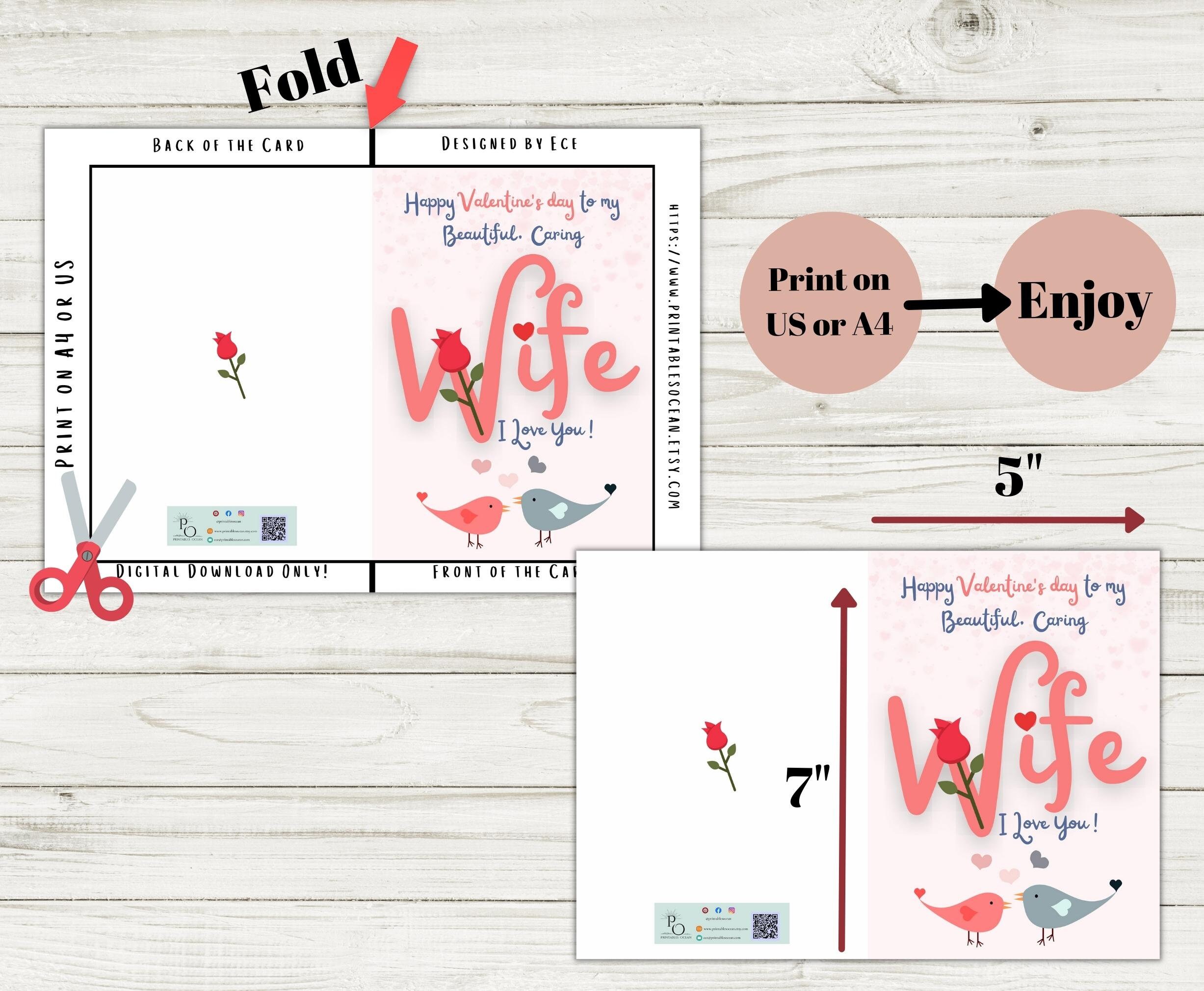 Valentines Day Card for Wife Printable Valentine's Day - Etsy