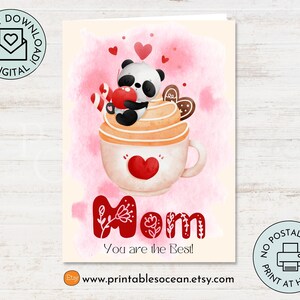 Tarjeta del Día de la Madre Imprimible, Linda Tarjeta de Mamá Panda para el Cumpleaños del Día de la Madre, Tarjeta de Cumpleaños para Mamá Mamá, Tarjeta de Cualquier Ocasión para Madre Mamá Mamá