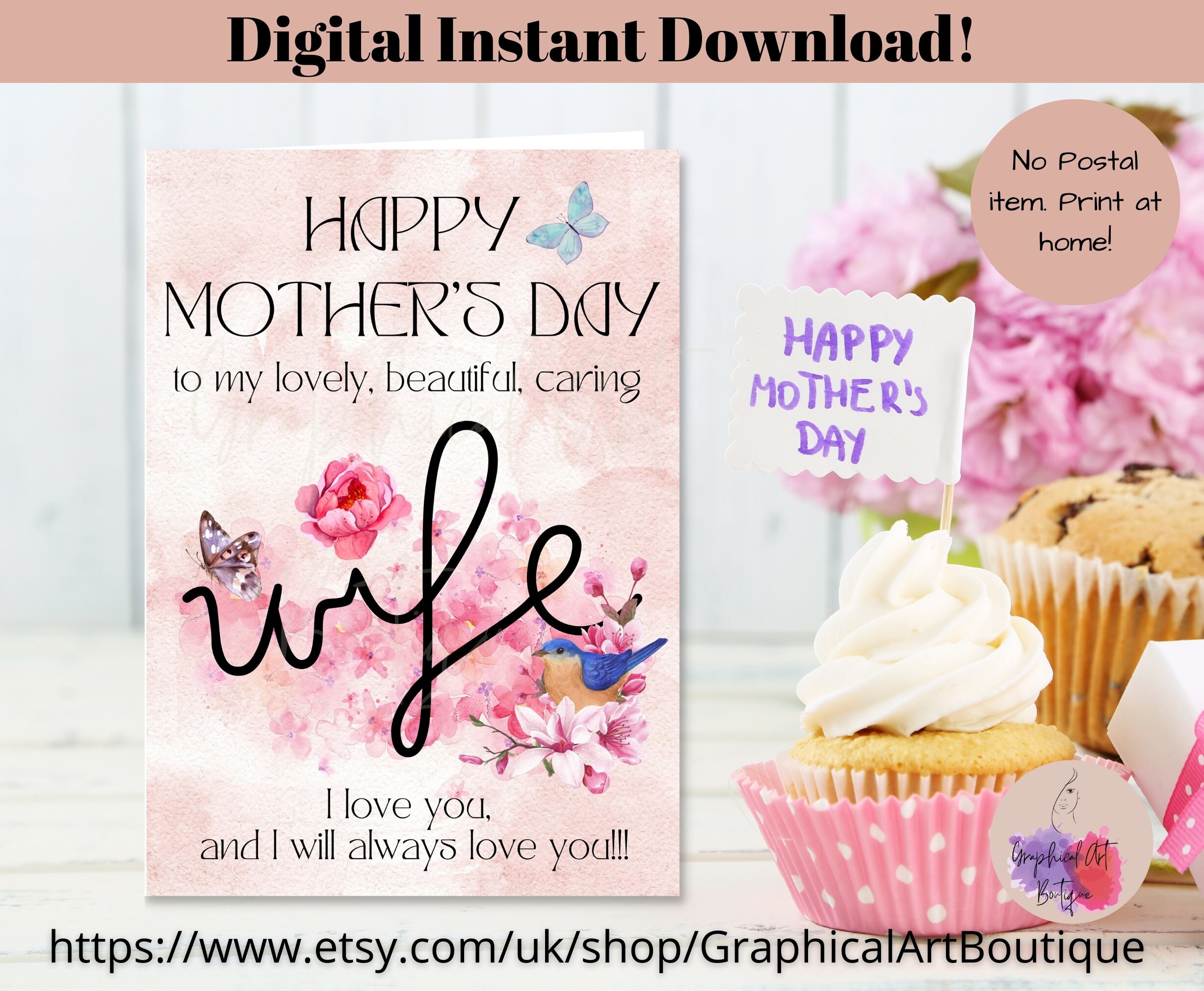 Printable Wife Mothers Day Card From Husband Happy - Etsy
