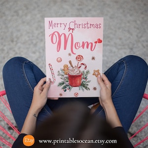 Merry Christmas Mom Card Printable, Handmade Christmas Card for Mom to ...