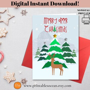 Printable Deer Christmas Card, Merry Christmas Deer Card, Merry Deer Christmas Card, Christmas Cards Digital Download, Christmas Cards Deer