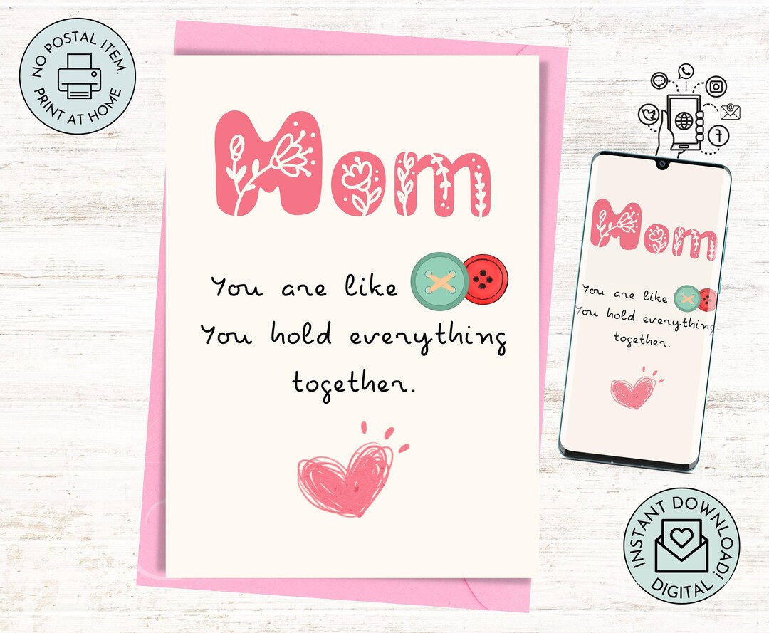 Mother's Day Card Funny Printable Digital Instant Download, Humorous ...