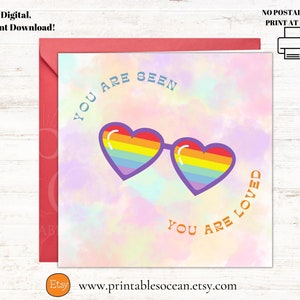 LGBTQ Valentines Card imprimable, LGBTQ Pride Queer Gay Lesbian Love Card, Funny LGBTQ Valentines Anniversary Love Card 5x5 pouces