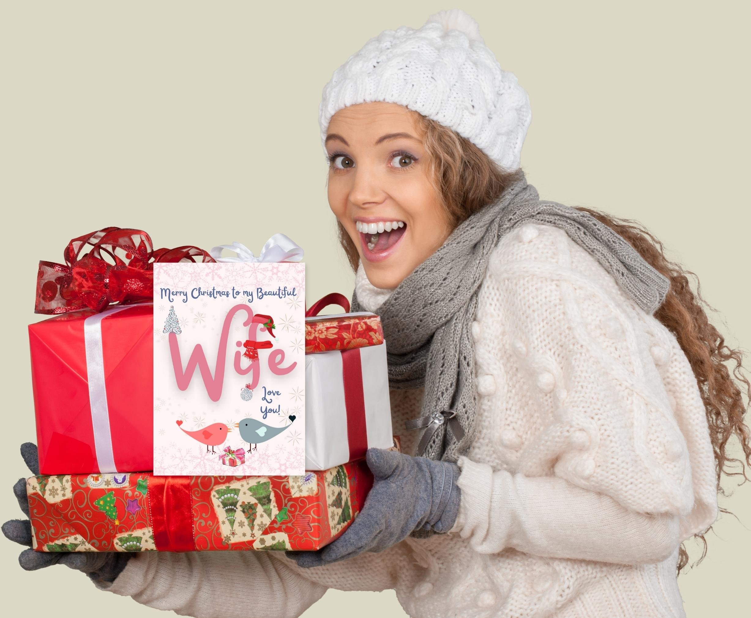Printable Christmas Card for Wife, Merry Christmas Wife Card, Xmas Card ...
