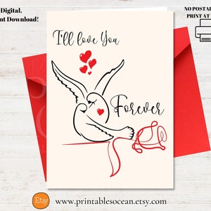Liefdeskaart afdrukbaar, Valentijnsdagkaart, jubileumkaart, ik hou van je kaart, liefde eCard voor Valentijnsdag jubileum